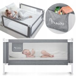Bezpečnostná zábrana na posteľ NK-227, 200cm, sivá | Nukido