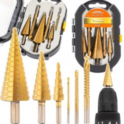 Stupňovité frézovacie vrtáky HSS, 6ks, 4-30mm | PM-ZWSF-6T