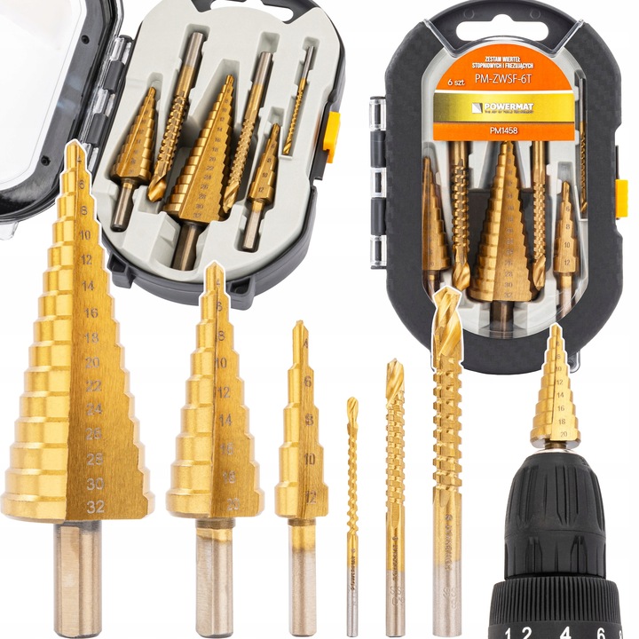 Stupňovité frézovacie vrtáky HSS, 6ks, 4-30mm | PM-ZWSF-6T Stupňovité frézovacie vrtáky HSS, 6ks, 4-30mm | PM-ZWSF-6T