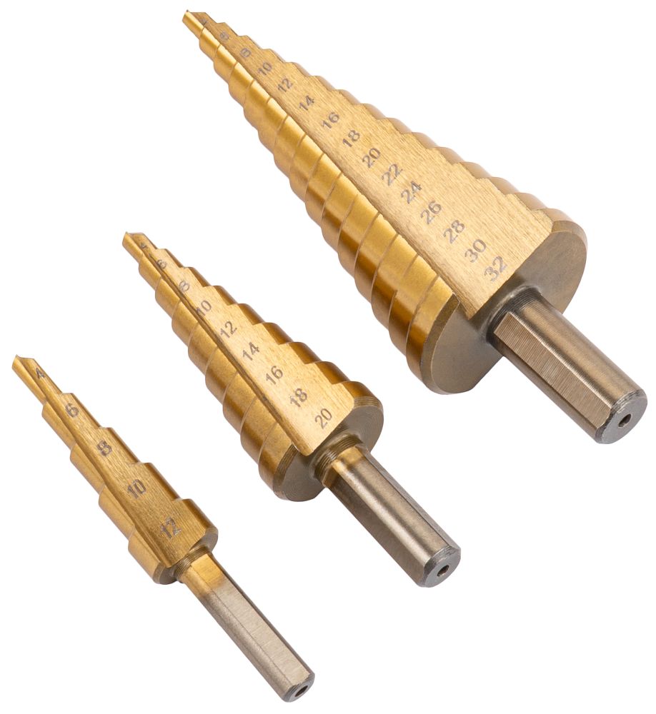 Stupňovité frézovacie vrtáky HSS, 6ks, 4-30mm | PM-ZWSF-6T Stupňovité frézovacie vrtáky HSS, 6ks, 4-30mm | PM-ZWSF-6T