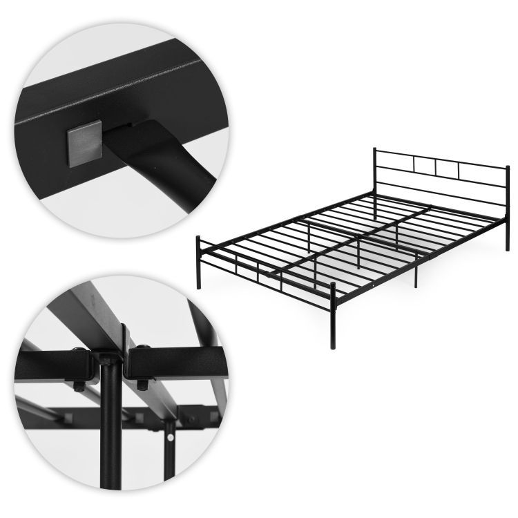 Kovová posteľ, 160x200cm, čierny základný rám | ModernHome Kovová posteľ, 160x200cm, čierny základný rám | ModernHome