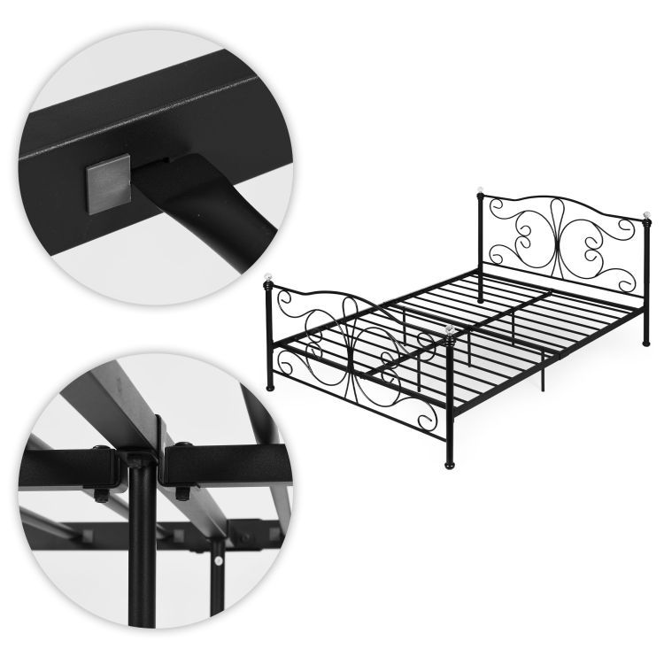 Kovová posteľ, 140x200, čierny rám | ModernHome Kovová posteľ, 140x200, čierny rám | ModernHome