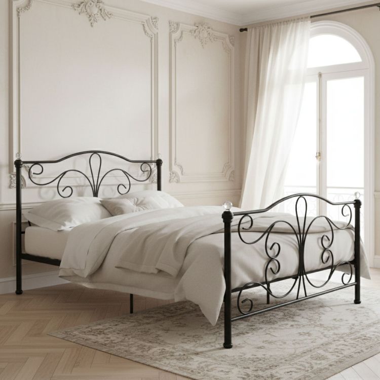 Kovová posteľ, 140x200, čierny rám | ModernHome Kovová posteľ, 140x200, čierny rám | ModernHome