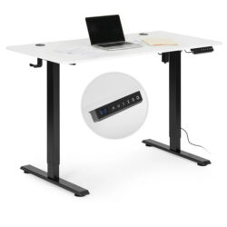 Elektricky nastaviteľný stôl, 120x60cm, bielo-čierny | ModernHome