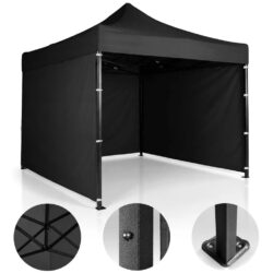 Predajný rozkladací stánok, 3x3m, čierny | Plonos