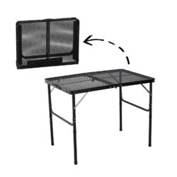 Skladací turistický stôl, 90x60x40/70cm | čierny
