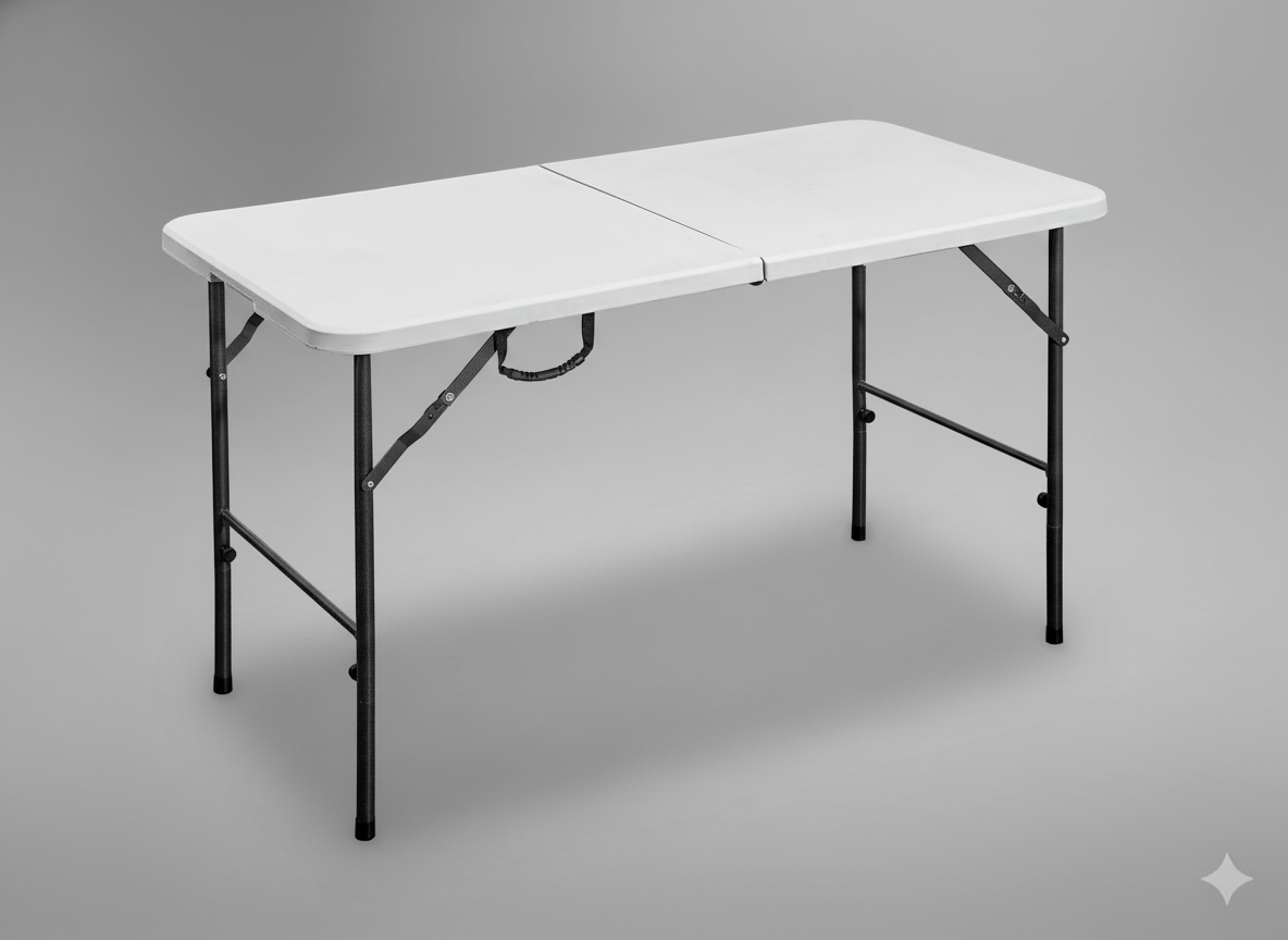 Skladací turistický stôl, biely, 120x60x74cm | Garden Line Skladací turistický stôl, biely, 120x60x74cm | Garden Line