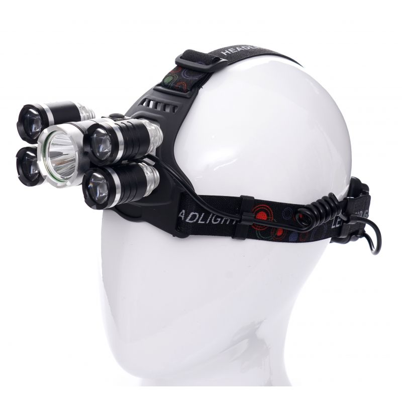 LED čelovka, 1xT6 LED + 4xQ5 LED | KD1247