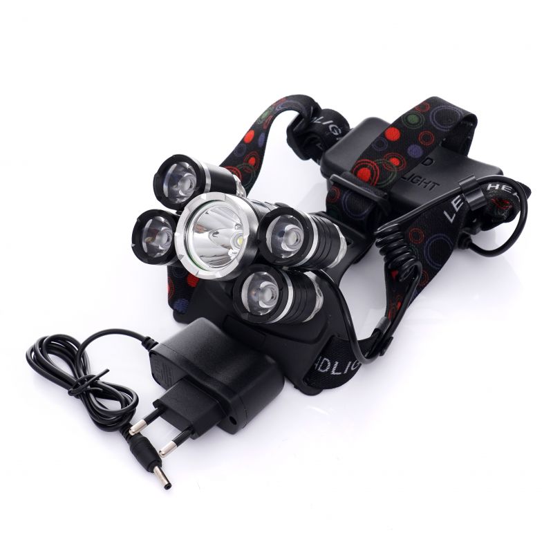 LED čelovka, 1xT6 LED + 4xQ5 LED | KD1247