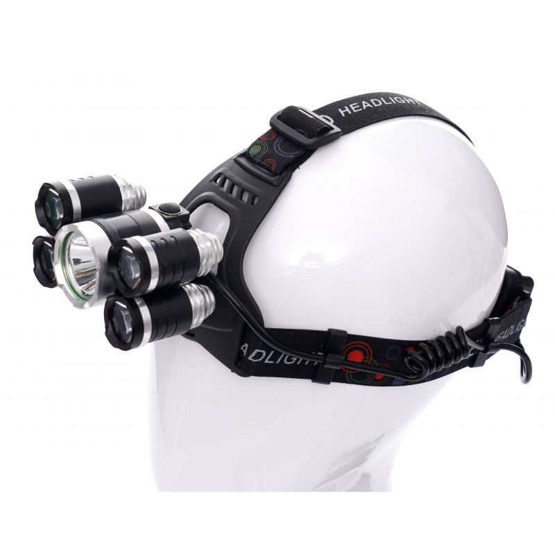 LED čelovka, 1xT6 LED + 4xQ5 LED | KD1247