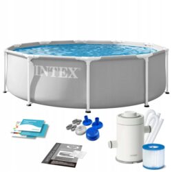 Záhradný bazén s rámom 6v1, 305x76cm, sivý | INTEX