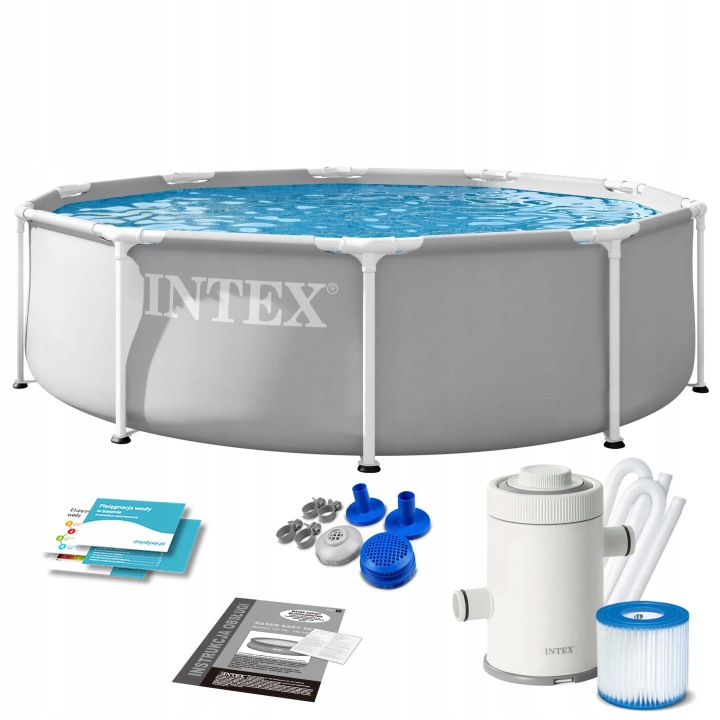 Záhradný bazén s rámom 6v1, 305x76cm, sivý | INTEX