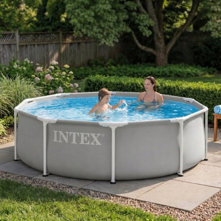 Záhradný bazén s rámom 6v1, 305x76cm, sivý | INTEX