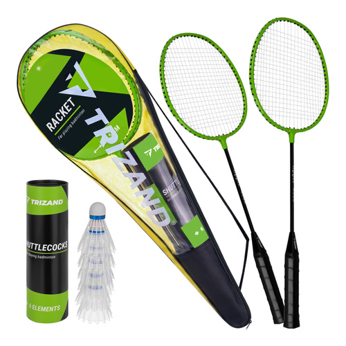 Sada na bedminton, 2 rakety + 6 košíkov, zelená | Trizand