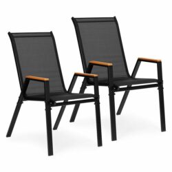 Záhradné stoličky SC-092W, 2ks, čierne | MultiGarden