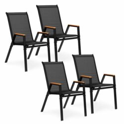 Záhradné stoličky SC-092W, 4ks, čierne | MultiGarden