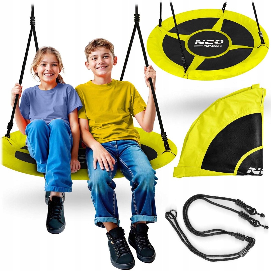 Záhradná hojdačka bocianie hniezdo Swingo, 100cm, žltá | Neo-Sport