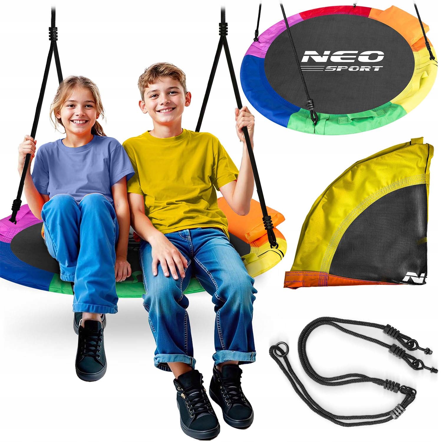 Záhradná hojdačka bocianie hniezdo Swingo, 100cm, dúhová | Neo-Sport